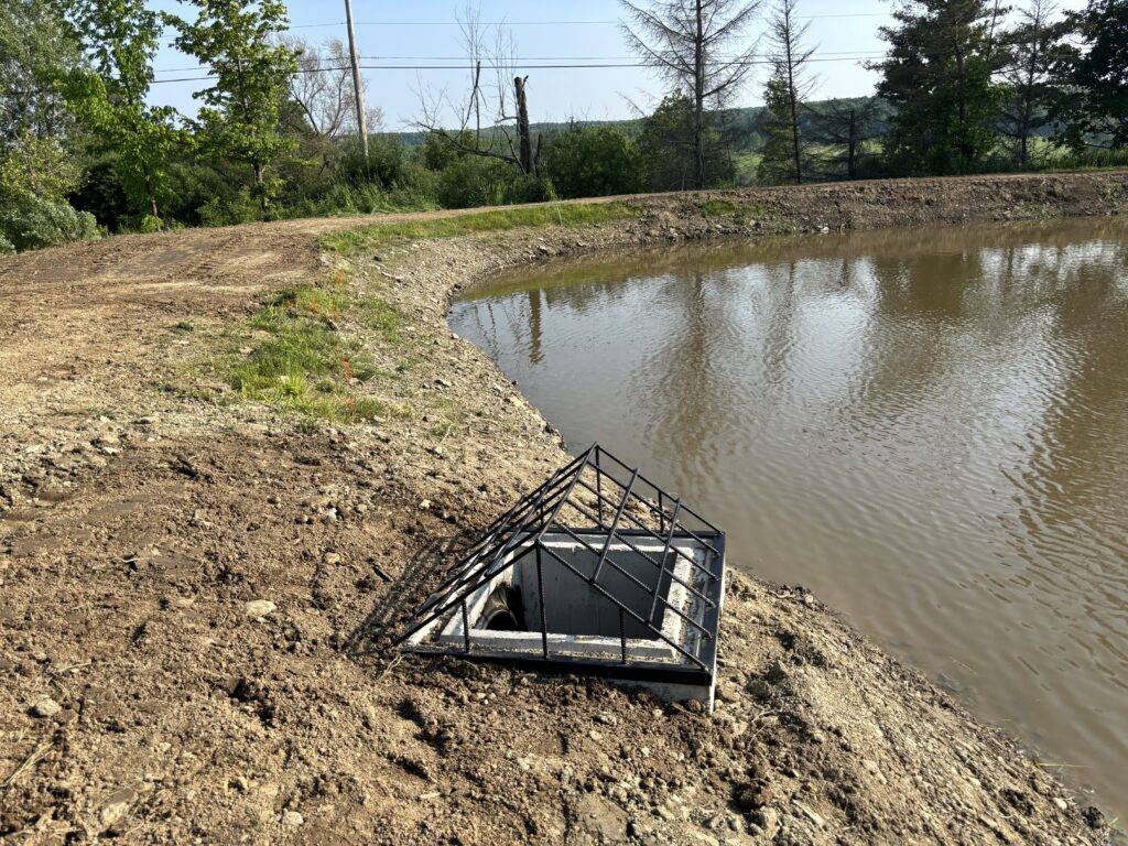 Special pond overflow system for ponds located in Western NY